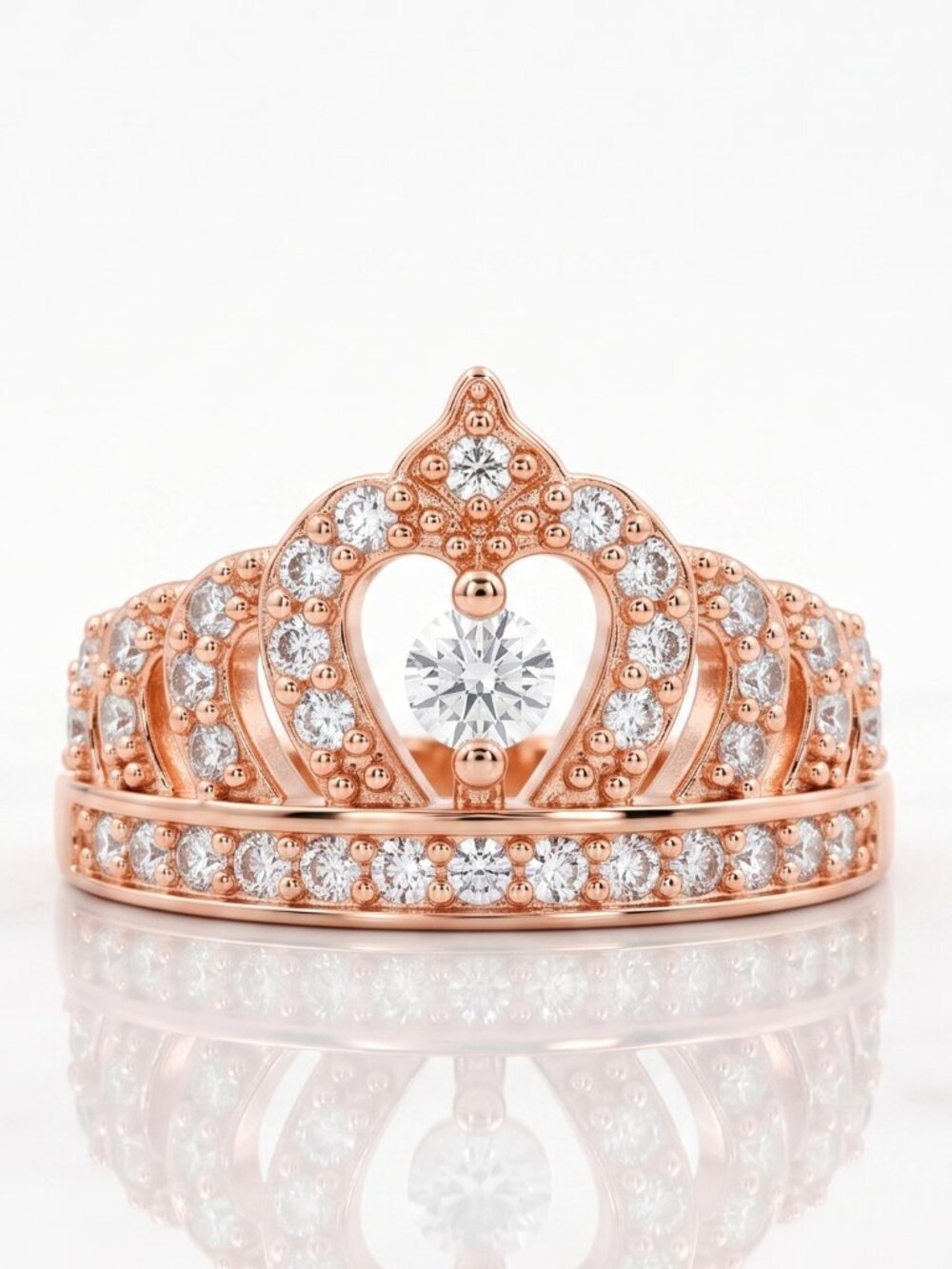 Vintage Charmed Aroma Tiara Crown Ring, 925 Sterling Silver 18k Rose Gold